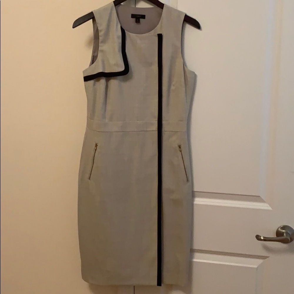 Gray Plaid Work Dress w/Blue Accents
